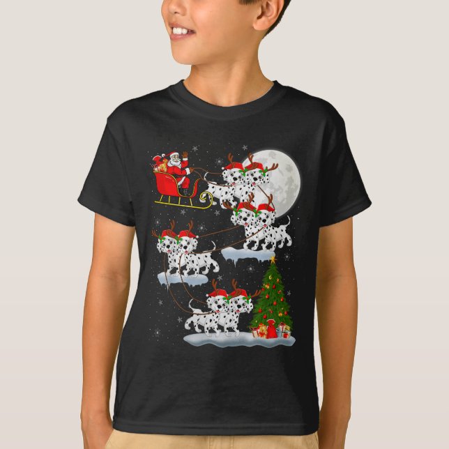 Camiseta Dalmatian Dog Santa Sleigh Flying Funny Magical Ch (Frente)