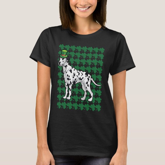 Camiseta Dalmatian Leprechaun Dog Lucky Shamrock Rua Patric (Frente)