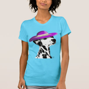 Camiseta Dalmático com chapéu branco roxo