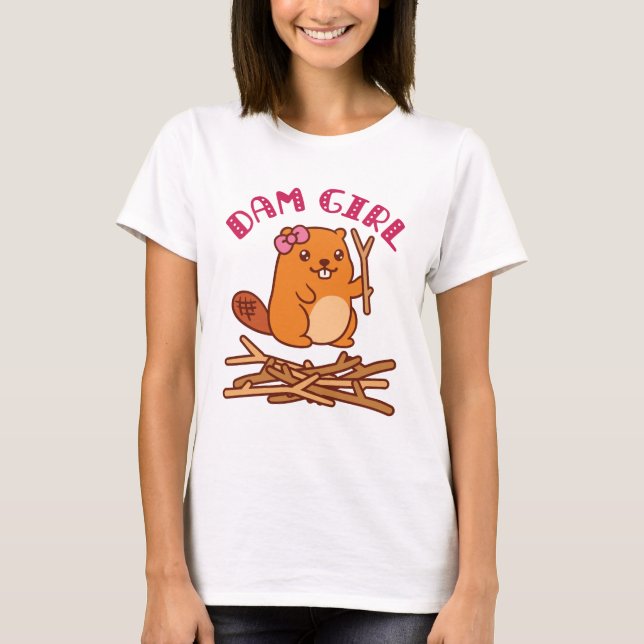 Camiseta Dam Girl Cute Beaver (Frente)