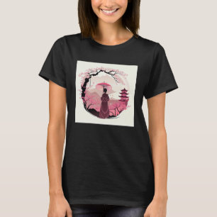 Camiseta Dama com Guarda-chuva Flor de Cerejeira Castelo Ja