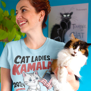 Camiseta dama de gatos sem filhos para kamala harris 2024