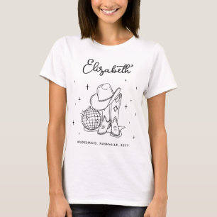 Camiseta Dama de honra de vaqueira em preto personalizado D