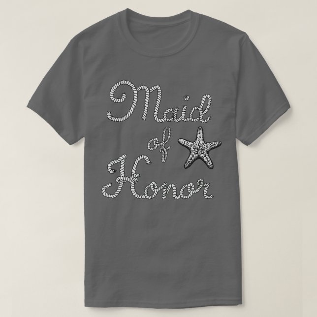 Camiseta Dama De Honra Estrela Do Mar Casamento Na Praia (Frente do Design)