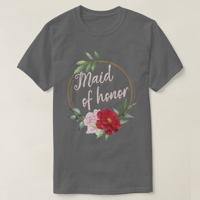 Camiseta Dama De Honra Floral Casamento Noiva Chá De Noiva (Frente do Design)