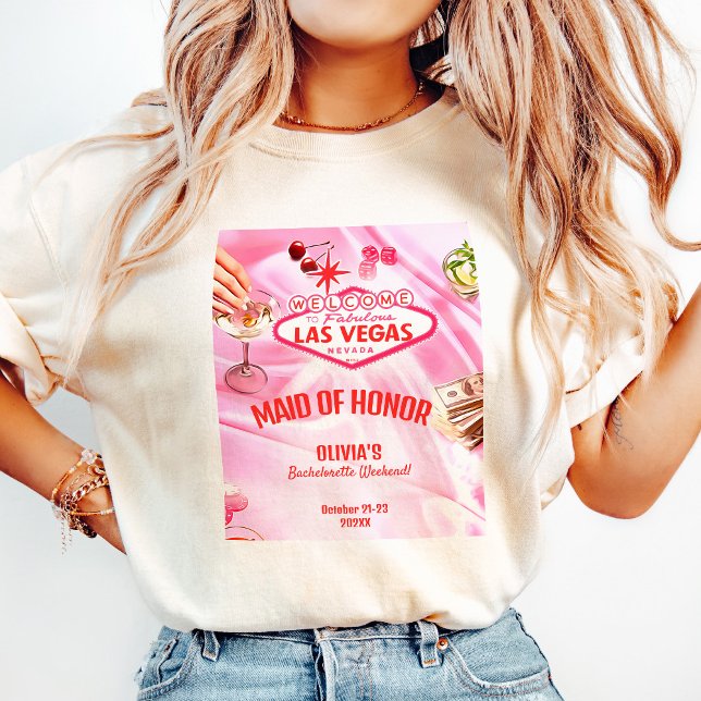 Camiseta Dama de Honra Las Vegas Despedida de Solteira Pôqu (Criador carregado)