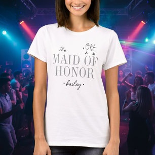 Camiseta Dama de Honra Minimalista Moderna Roteiro Despedid
