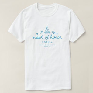 Camiseta Dama de Honra Moderna Azul Script Lake Despedida d