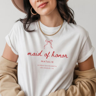 Camiseta Dama de Honra Moderna Coquette Nome Despedida de S