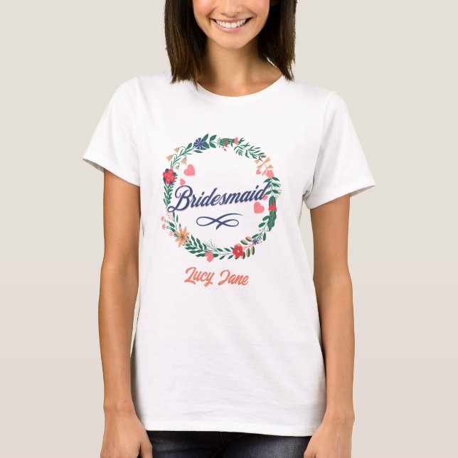Camiseta Dama de honra. Nome editável. (Frente)