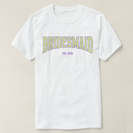 Camiseta Dama de Honra Verde + Listra Bege com detalhes em