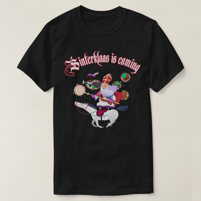Camiseta Dama de pimenta de zwart de Natal de Sinterklaas (Frente do Design)
