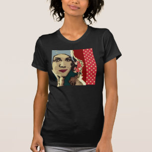 Camiseta Dama dos Anos 20 com Chapéu Azul Pop Art