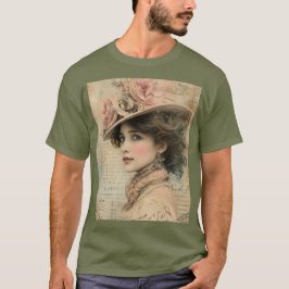 Camiseta Dama Floral Vitoriana Vintage Elegante Retrato