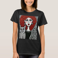 Dama Gótica e Gato com Cabelo Espiral Vermelho Pre