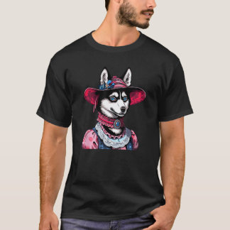 Camiseta Dama inglesa husky cachorro engraçado vitoriano