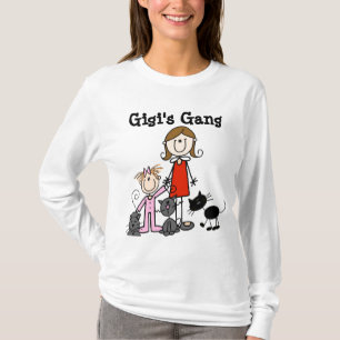 Camiseta Dama, Menina, Três Gatos