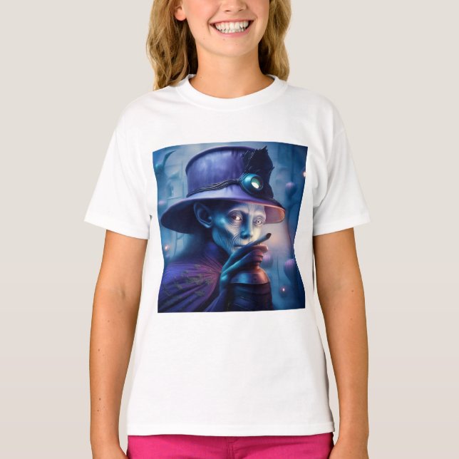 Camiseta Dama Misteriosa Apontando o Dedo Para Você (Frente)