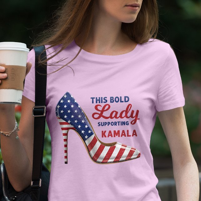Camiseta Dama Negra Apoiando Kamala Harris Heels Patriótico (Criador carregado)