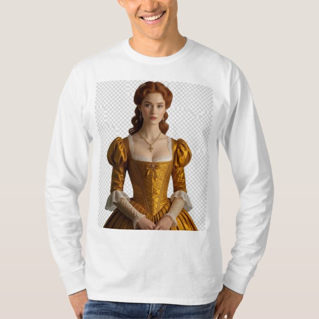 Camiseta “Dama Renacentista Dorada – Arte Elegante y Realis (Frente)