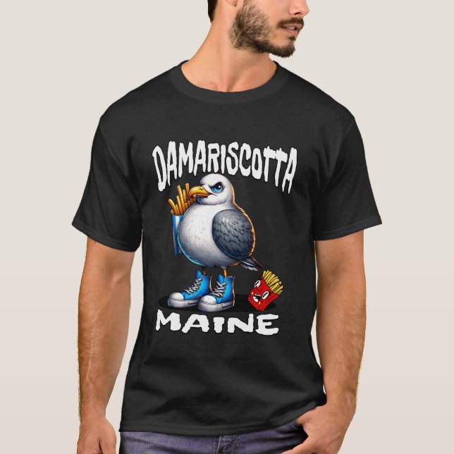 Camiseta Damariscotta Maine Funny Seagull French Fries Souv (Frente)