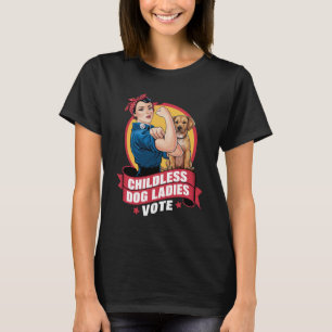 Camiseta Damas de Gato sem Filhos Vote Cachorro A Riveter C