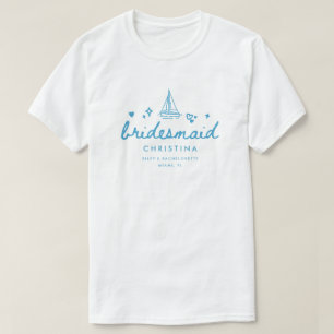 Camiseta Damas de Honra Azul Moderno Letreiro Lago Despedid