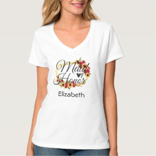 Camiseta Damas de Honra Girassóis Rosas Presente Floral