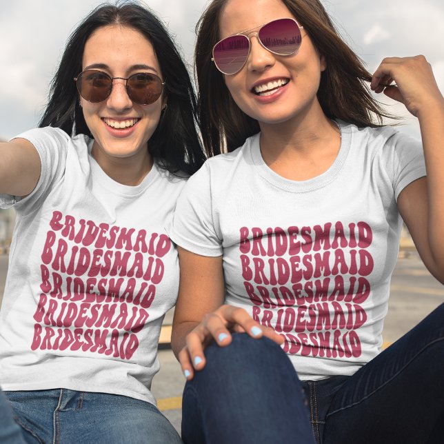 Camiseta Damas de honra Magenta Personalizadas para a Festa (Criador carregado)