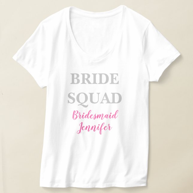 Camiseta Damas de honra Rosa Casamento Nome Personalizado D (Postura )
