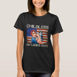 Camiseta Damas Sem Filhos e Gatas Votam na Rosie The Rivete