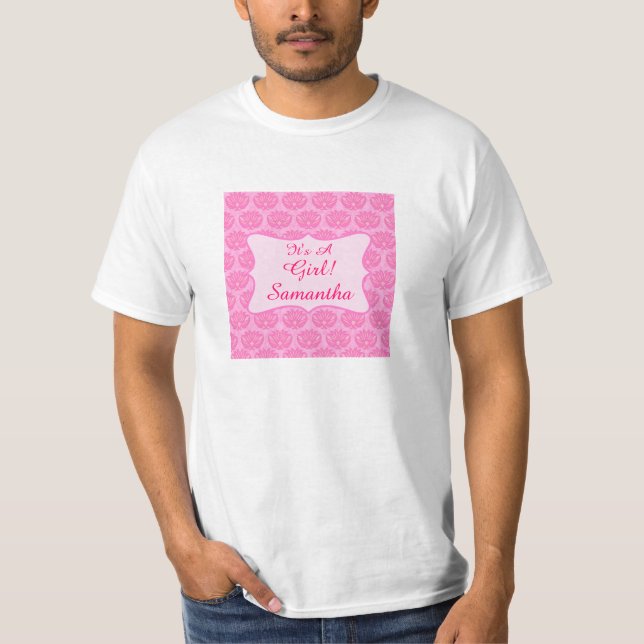 Camiseta Damasco rosa É um Pai personalizado do nome da gar (Frente)