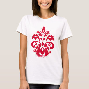Camiseta Damasco vermelho do victorian da elegância