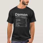 Camiseta DAMON Nutrition Funny Birthday Personking Name G<br><div class="desc">O legal e fofo trabalho de arte de Fatos Nutricionais do Damon é um presente perfeito para qualquer homem que você queira surpreender. Perfeito para si mesmo ou como presente para o seu filho favorito. Comprar o design agora!</div>
