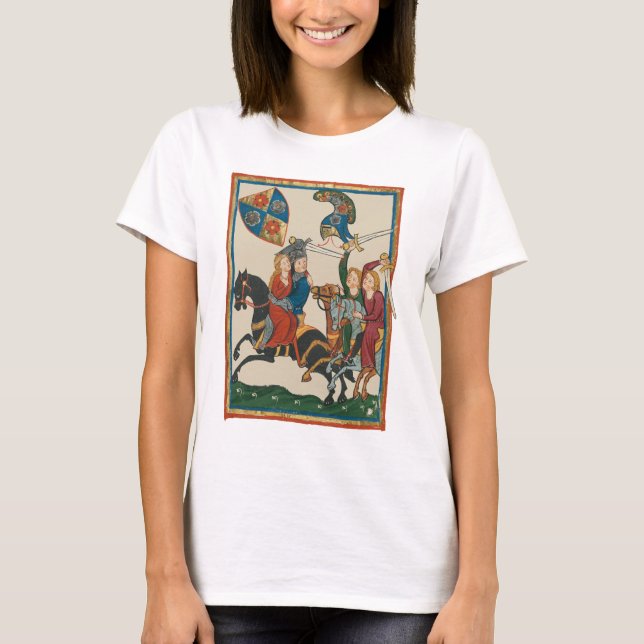 Camiseta Damsel Em Perigo, Arte Medieval Do Século 14 (Frente)