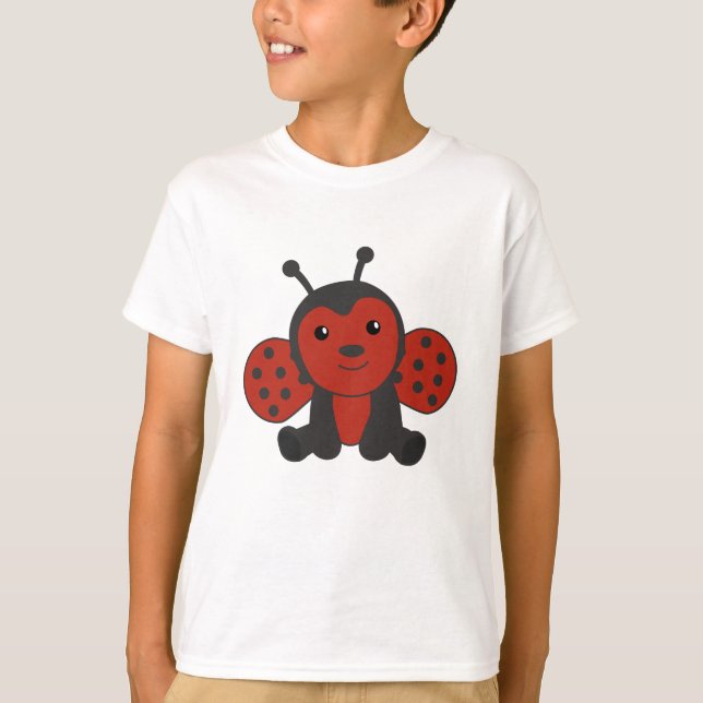 Camiseta Damybug Red Cute Animais Para Crianças (Frente)