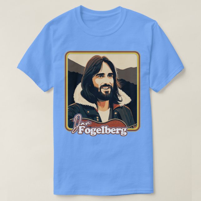 Camiseta Dan Fogelberg Estilo de Ilustração Retroativa (Frente do Design)
