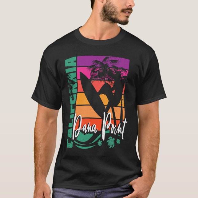 Camiseta Dana Point California Retro Sunset Beach Surfer So (Frente)