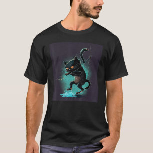 Camiseta Dança 1 de Dança para Pesca de Gato Negro