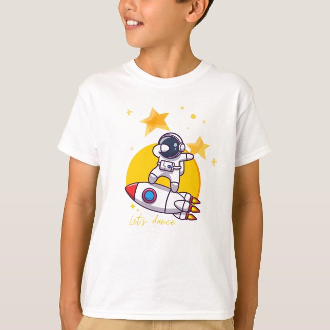 Camiseta dança astronauta num foguete (Frente)