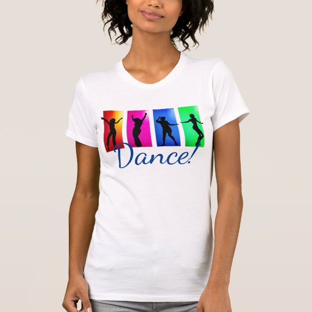 Camiseta Dança colorida das mulheres (Frente)