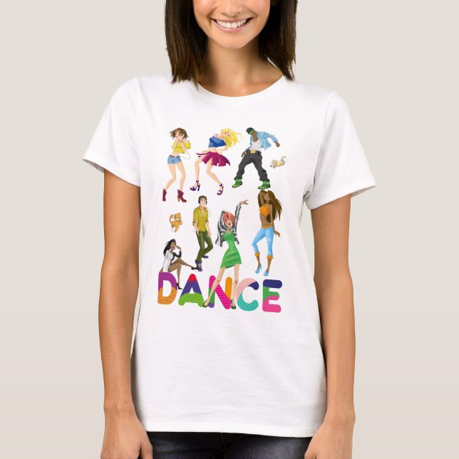 Camiseta Dança Colorida Positiva Engraçada (Frente)