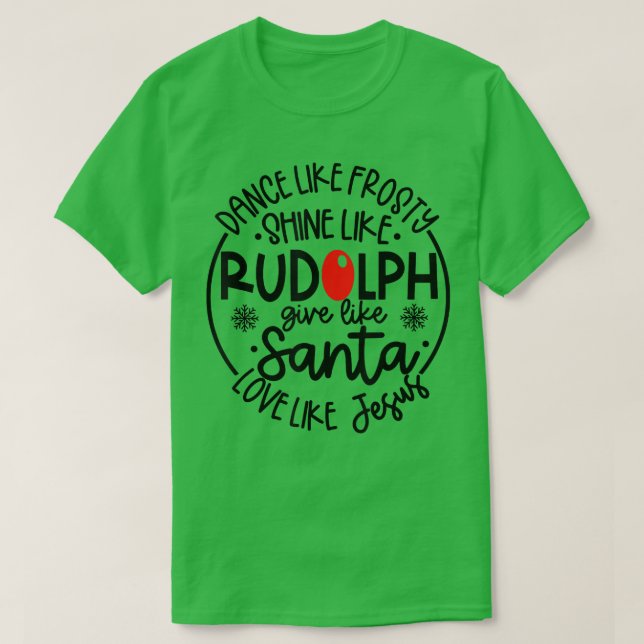 Camiseta Dança Como Um Rudolph Brilhante Engelado Dá Aos Pa (Frente do Design)