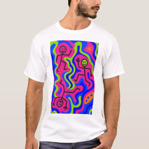 Camiseta Dança Cósmica - Neon Stickmen T-Shirt