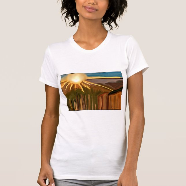 Camiseta Dança da Arte Abstrato dos Cactos (Frente)