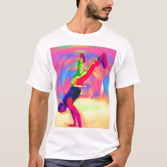 Camiseta Dança da rua, arco-íris, radial (Frente)
