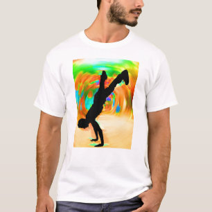 Camiseta Dança da rua, silhueta, verde/laranja/amarelos