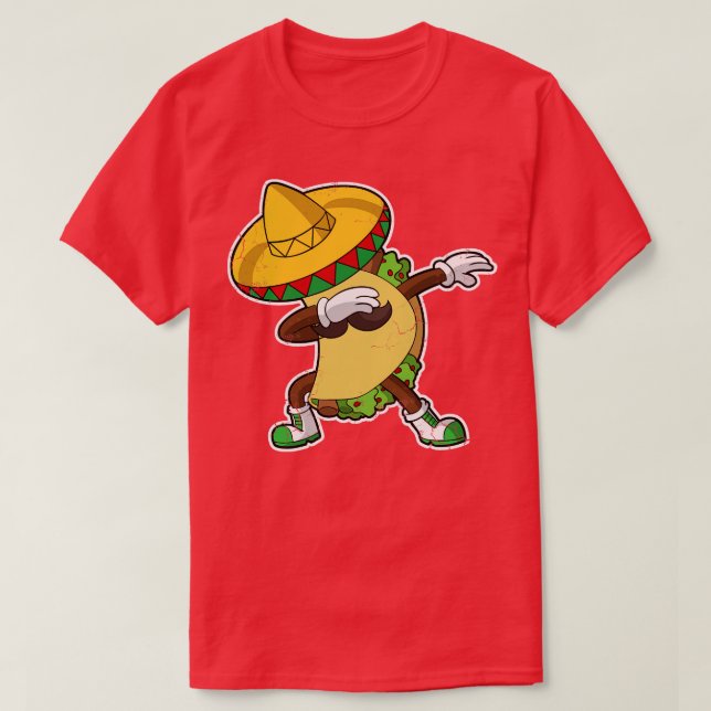 Camiseta Dança de Dab Comida Mexicana Dabbing Taco (Frente do Design)