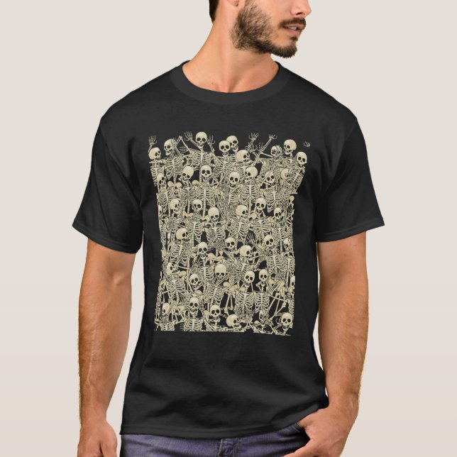 Camiseta Dança De Esqueleto Da Morte Macabre Dia de as Brux (Frente)