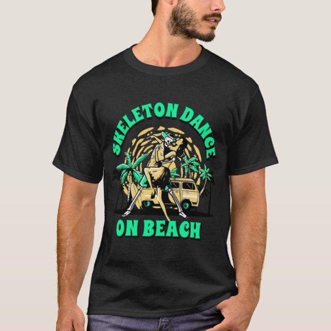 Camiseta dança de esqueleto na praia (Frente)